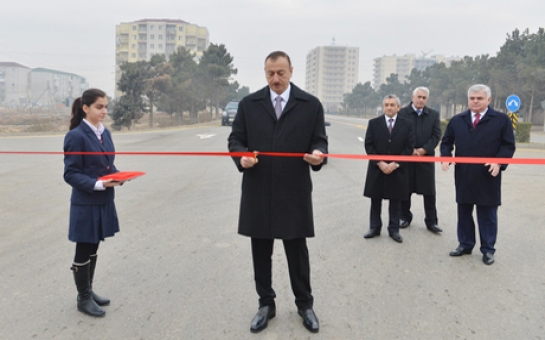 İlham Əliyev avtomobil yolunun açılışında iştirak edib