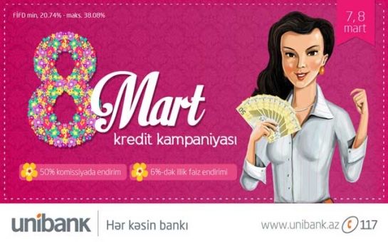 «Unibank» kreditlərin rəsmiləşdirilməsinə 50% bayram endirimi elan edib