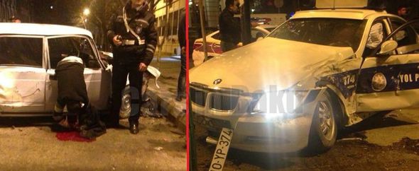 В Баку произошла ужасная авария при участии дорожной полиции- ФОТО