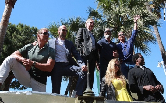 Action heroes invade Cannes on tanks