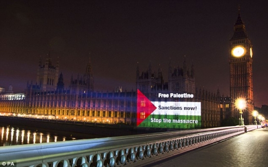 Palestinian flag is projected on to House of Commons