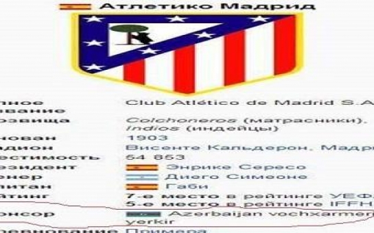 "Vikipedia"dan Azərbaycana qarşı "Atletiko" təxribatı