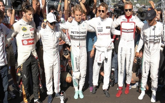 Historic win for Mercedes in Russia overshadowed by Bianchi tribute