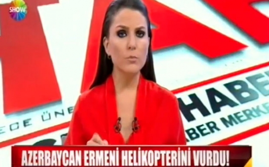 Türk kanalları erməni helikopterinin vurulmasını belə xəbər verdi - VİDEO
