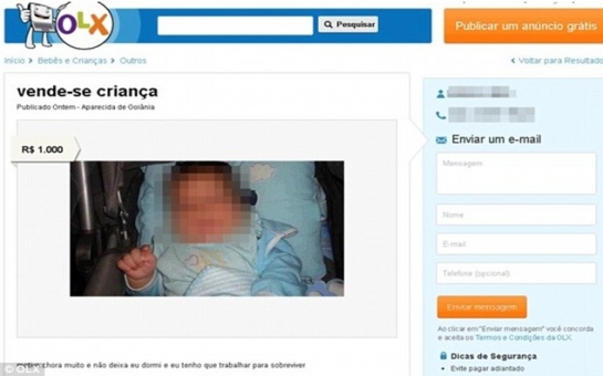 'Parent' sells baby for £260 on website because 'it won't let me sleep