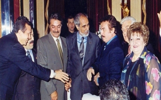 Azeri ex-president Elcibay at wedding party with Erdogan