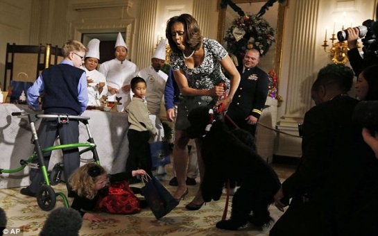 Obama's new dog Sunny knocks down a little girl at the White House