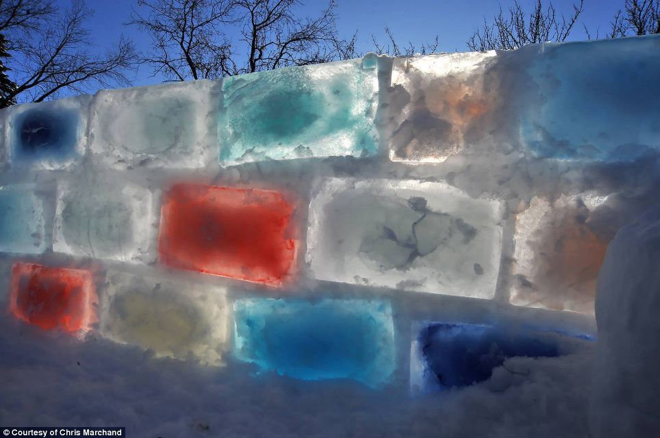 Man spends 6 nights in -30C weather to build his own rainbow ICE FORT - PHOTO