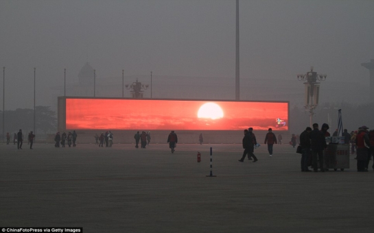 China starts televising the sunset on giant TV screens