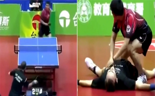 Surely the most hilarious and bizarre table tennis match ever