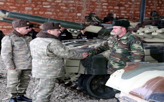 Azeri defense minister visits military units near Karabakh