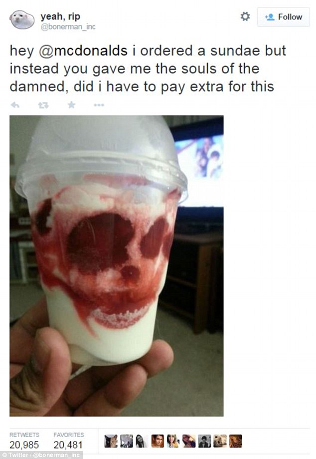 McDonald's customer finds 'souls of the damned' floating in fast food sundae