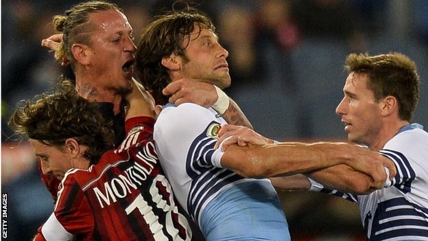 Philippe Mexes: Milan defender sent off amid Serie A brawl