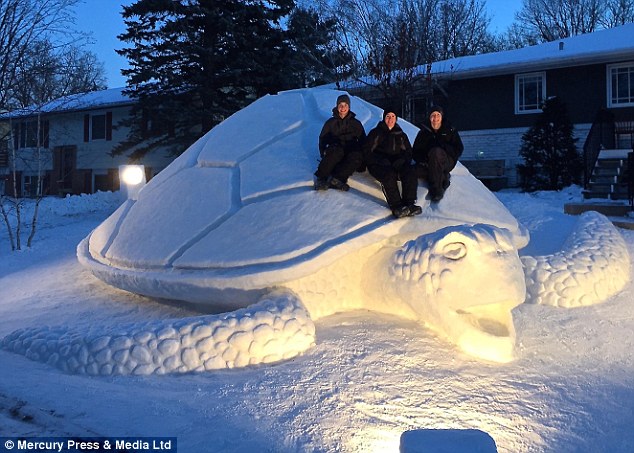 Brothers spend 300 HOURS building giant 12 foot turtle