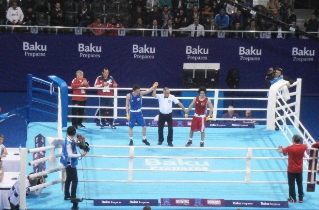 Azerbaijan dominate opening day of Baku 2015 boxing test event