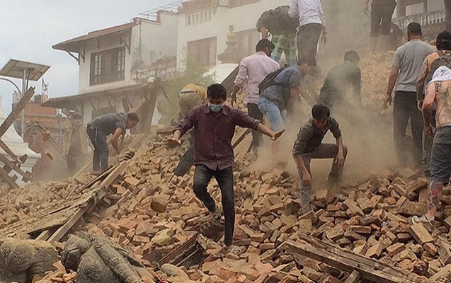 Первые секунды землетрясения в Непале