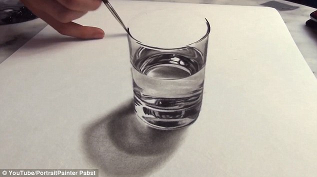 Artist creates incredible painting of a glass of water