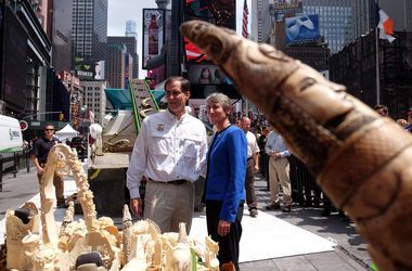 В центре Нью-Йорка раздробили тонну слоновой кости
