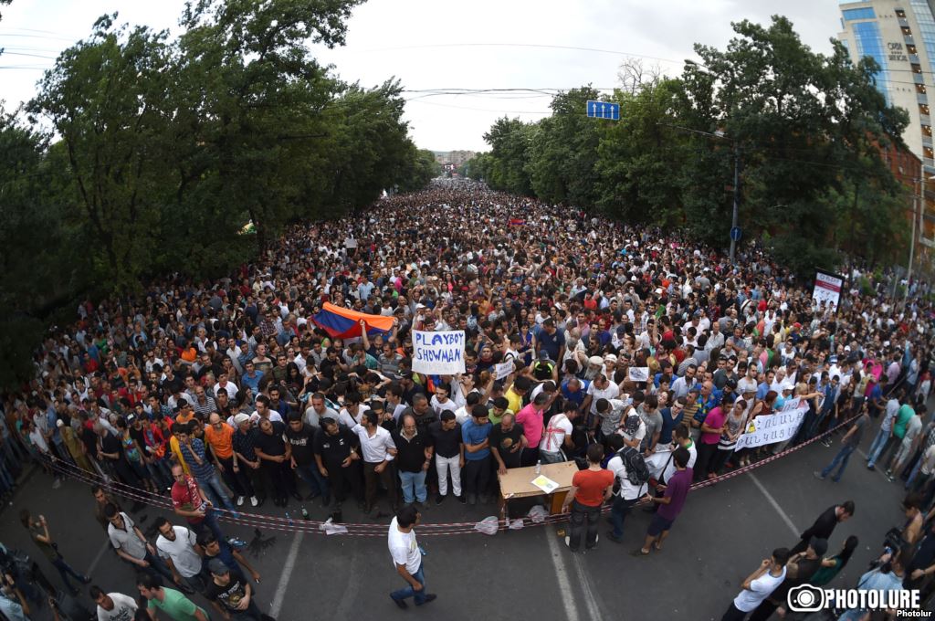 Armenian protests peaceful in third day but demands unresolved