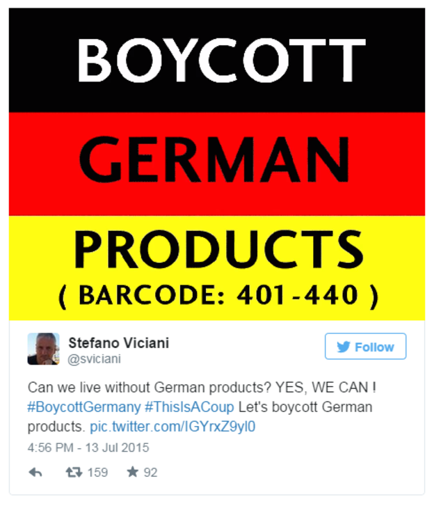 Who's calling on people to 'Boycott Germany'?