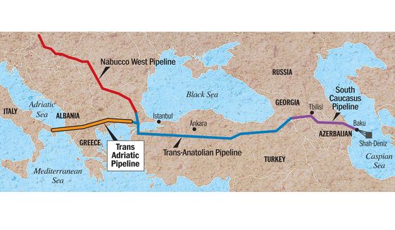 The western flow of Caspian natural gas