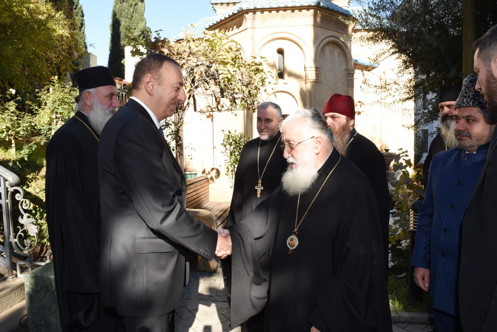 İlham Əliyev Gürcüstan Pravoslav Kilsəsinin Patriarxı ilə görüşüb - FOTO