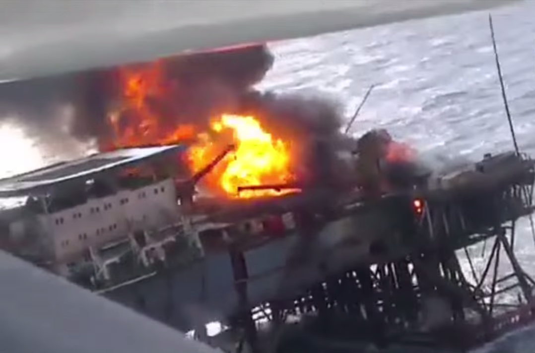 Spill risk rises as oil rig fire in Caspian sea continues