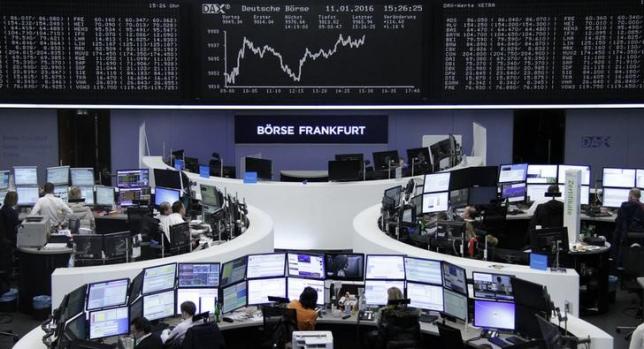 U.S. shares tumble; Brent crude slips below $30