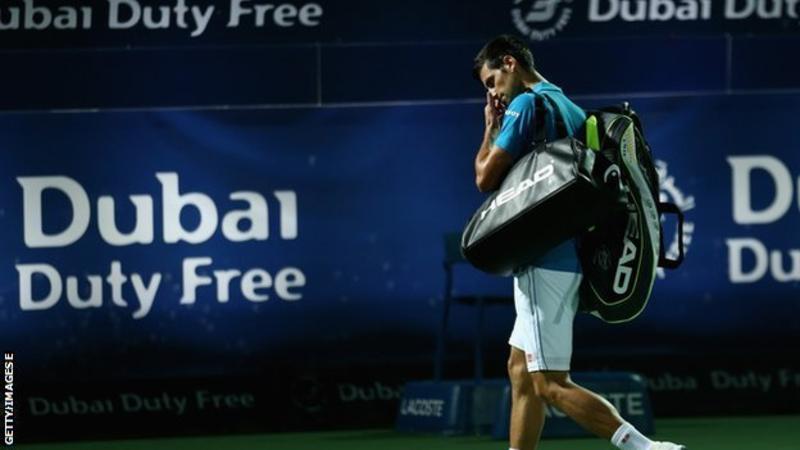 Novak Djokovic retires from Dubai quarter-finals with eye problem