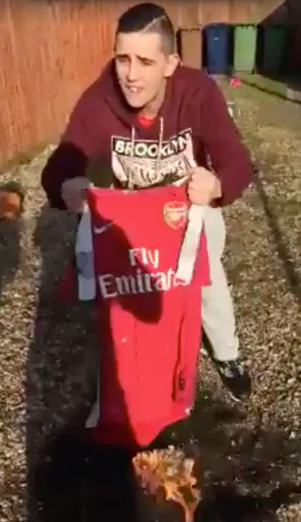 Fan burns Arsenal shirt and calls for Arsene Wenger sacking