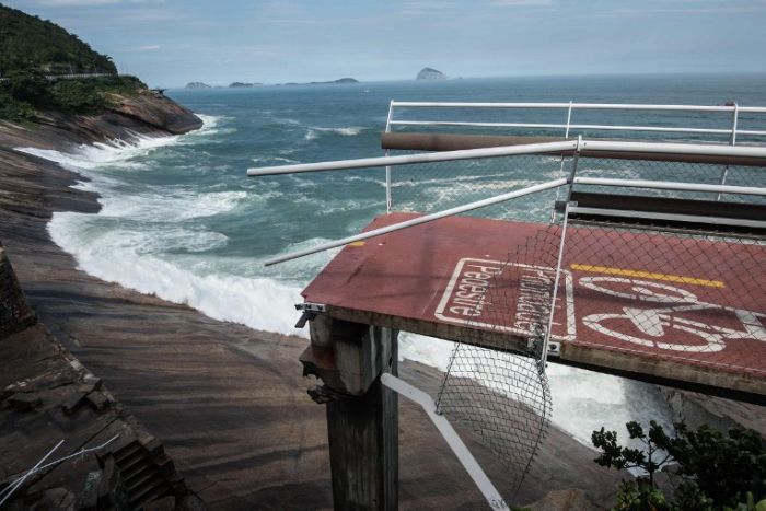 Rio Olympics cycle lane collapses into the sea killing at least 2 people