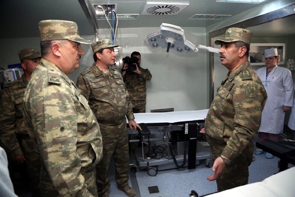 Azerbaijani military leadership oversees the mobile field hospital on frontline