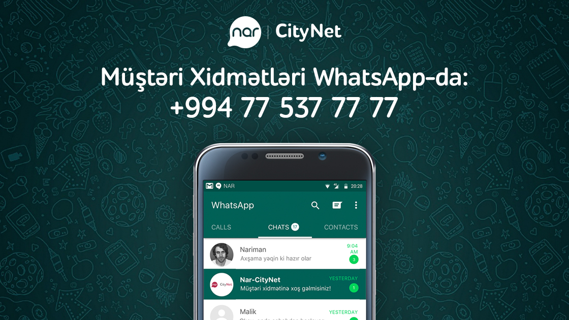 Nar-CityNet has presented customer care service over WhatsApp