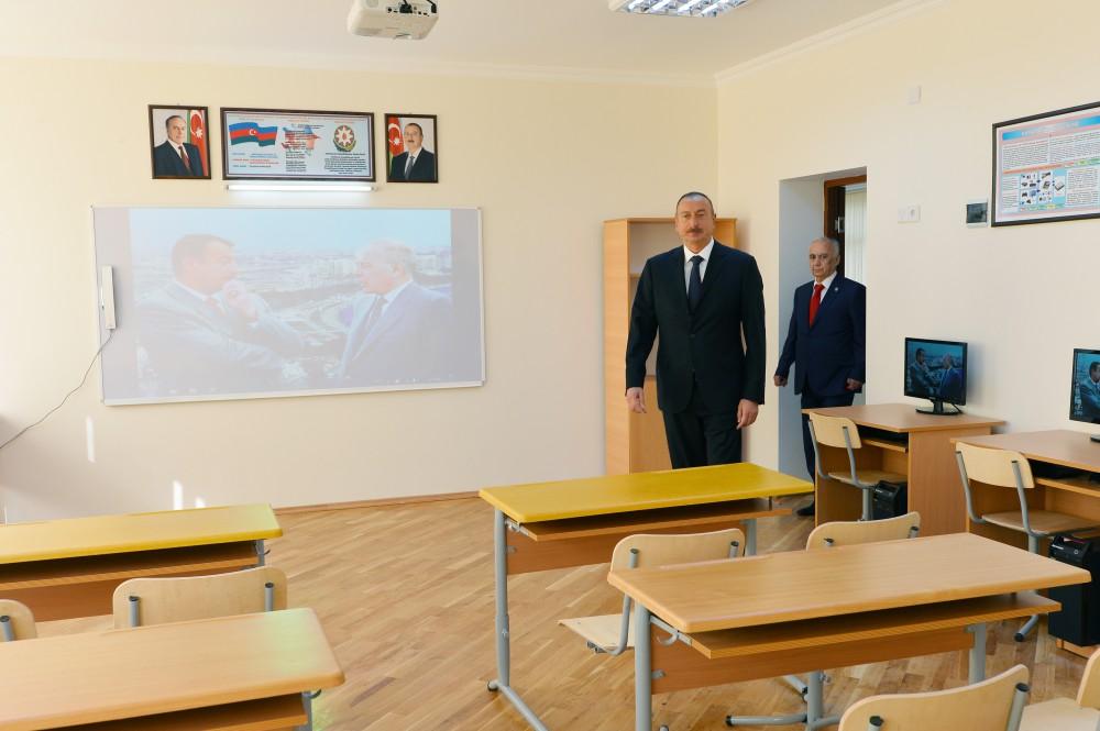 Ilham Aliyev views overhauled school in Nizami district