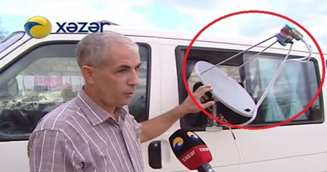 Azərbaycanlı kişi maşınına çanaq antenası quraşdırdı - VİDEO