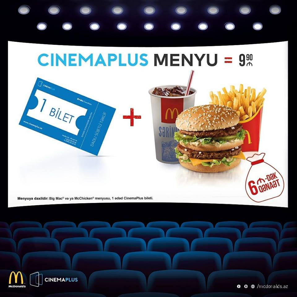 McDonald's Azərbaycan və CinemaPlus kinoteatrlar şəbəkəsi birgə aksiyaya yenidən start verdilər
