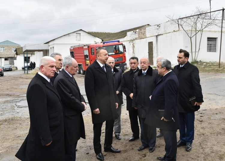 President Ilham Aliyev arrives at Drug Abuse Treatment Center after fire outbreak