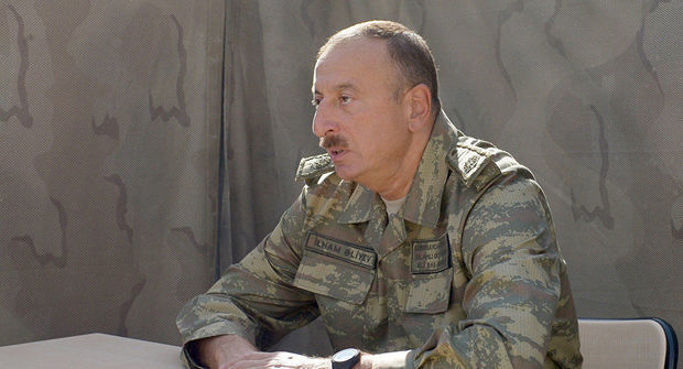 Ильхам Алиев на открытии воинской части