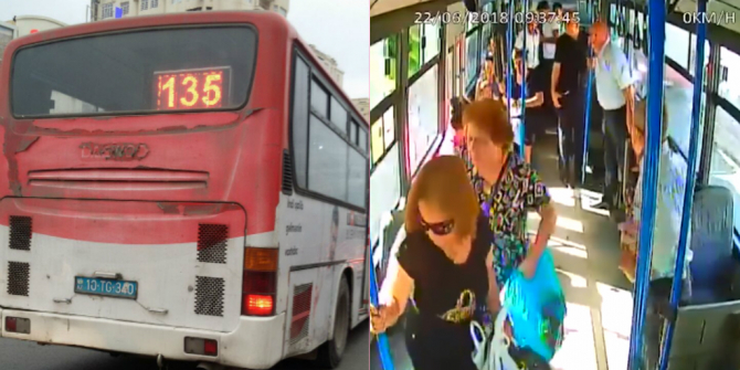 Bakıda “Shacman” avtobusa çırpıldı - VİDEO