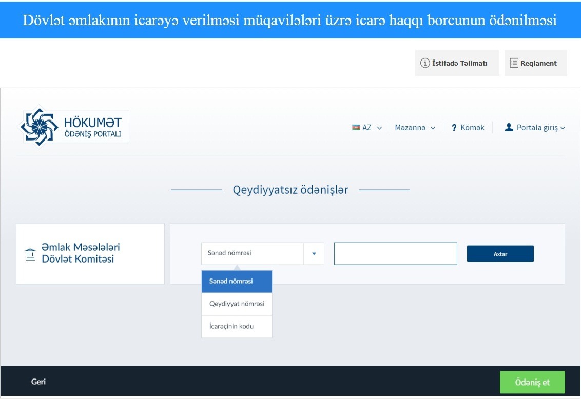 Azərbaycanda İLK: İcarə haqqını internetlə ödəmək mümkün oldu