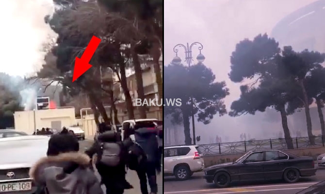 Школу №20 в Баку окутало дымом от пожара в соседнем здании - ВИДЕО
