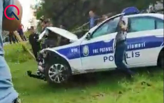 Tovuzda polis xidməti maşınında qəza törədib - VIDEO