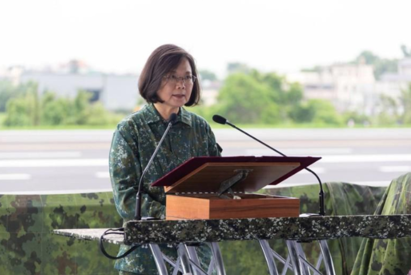 Taiwan president leaves for U.S., warns of threat from 'overseas forces'