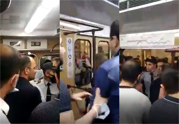Bakı metrosunda polislə sərnişin arasında dava düşdü - YENİLƏNİB + VİDEO