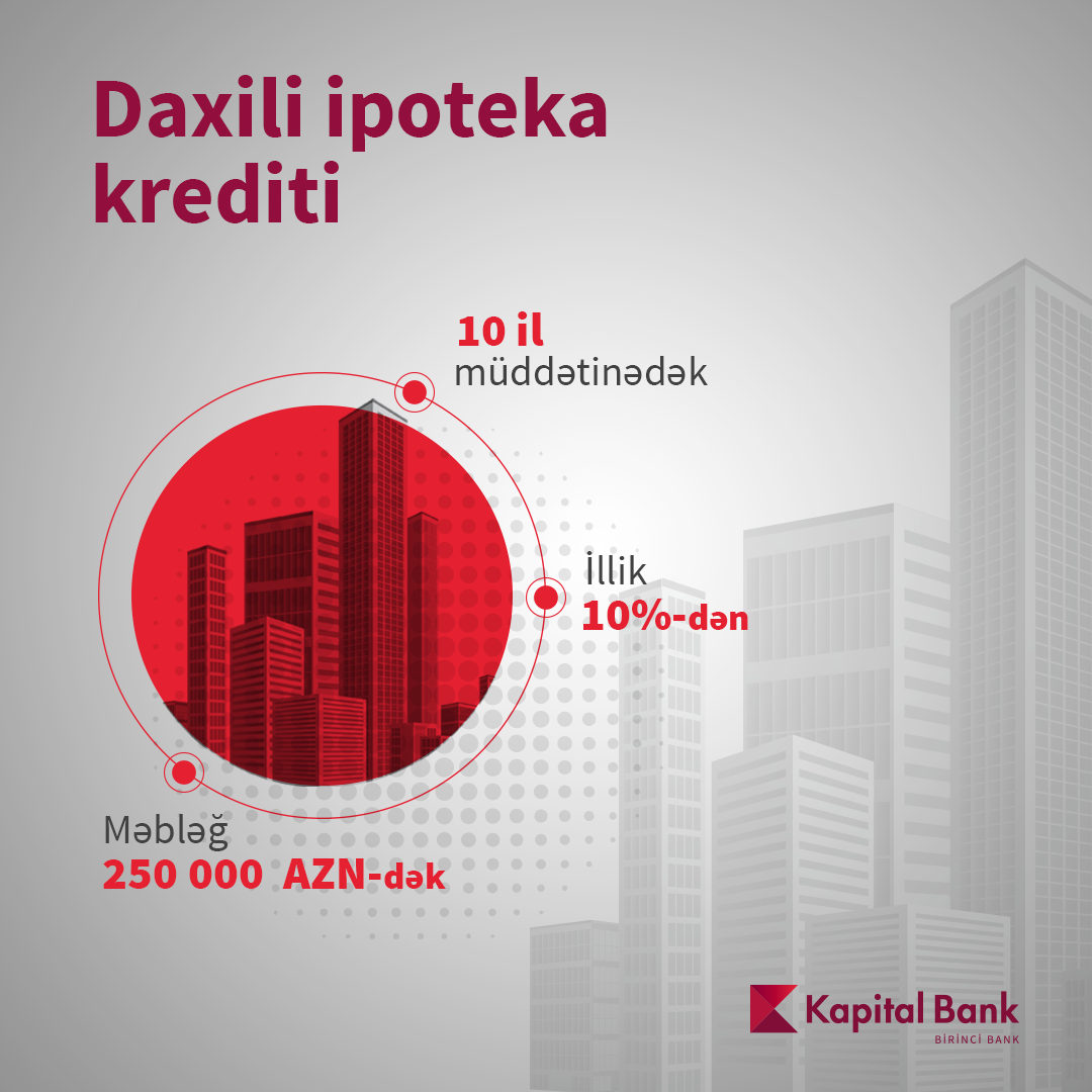 Kapital Bank предлагает внутренний ипотечный кредит на выгодных условиях
