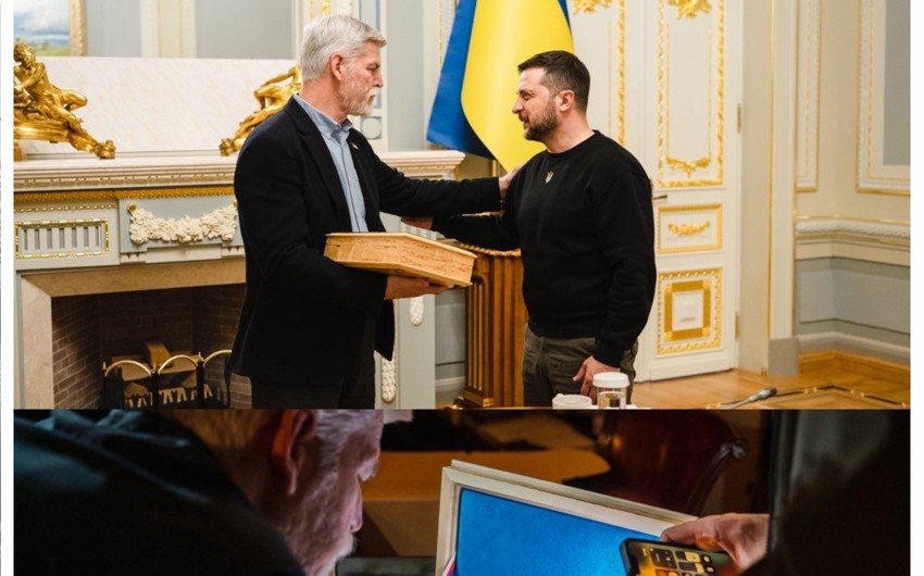 President of Czech Republic presents Volodymyr Zelenskyy with pistol