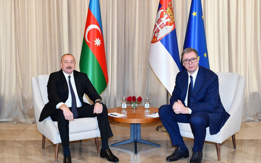 Состоялась встреча президента Азербайджана Ильхама Алиева с президентом Сербии Александаром Вучичем один на один