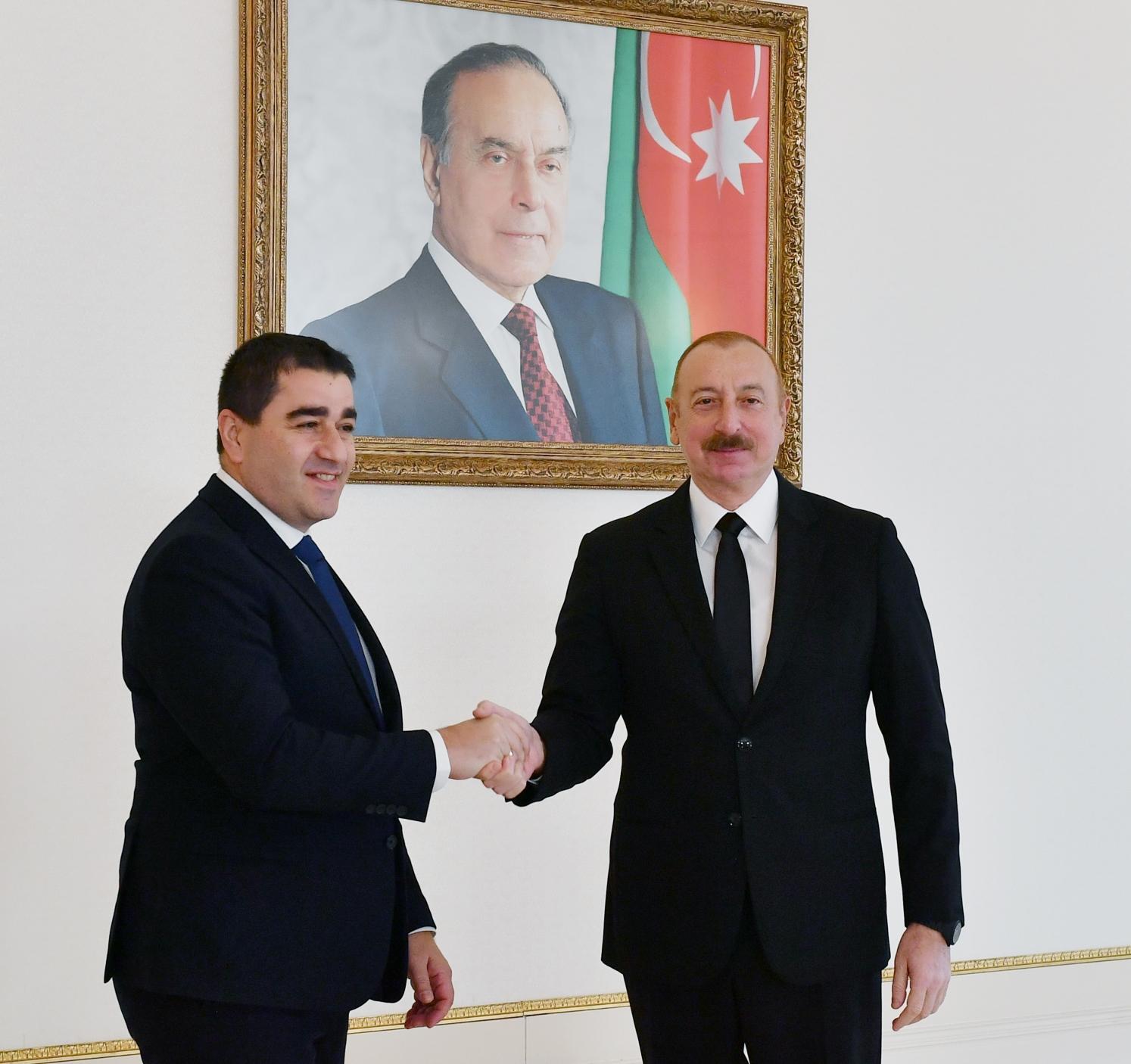 Prezident İlham Əliyev Gürcüstan parlamenti sədrini qəbul edib