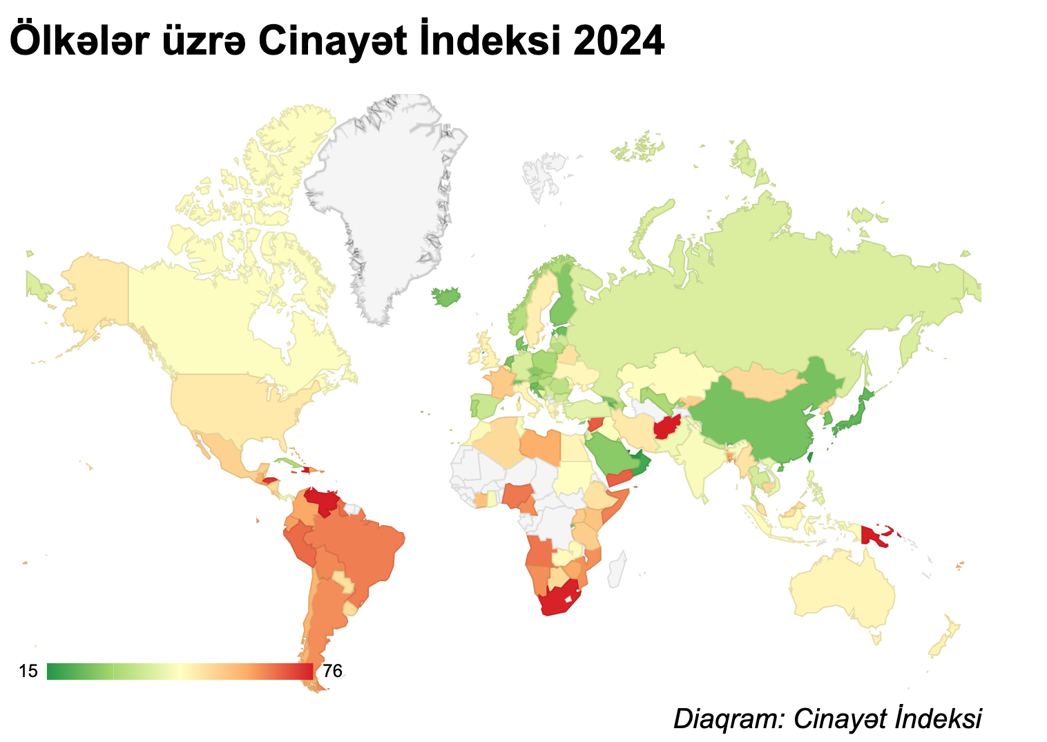 Azərbaycan cinayət və təhlükəsizlik indeksinə görə 114-cü yerdədir