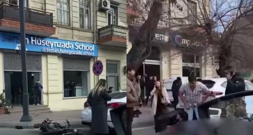 В Баку автомобиль столкнулся с мотоциклом: есть пострадавшие